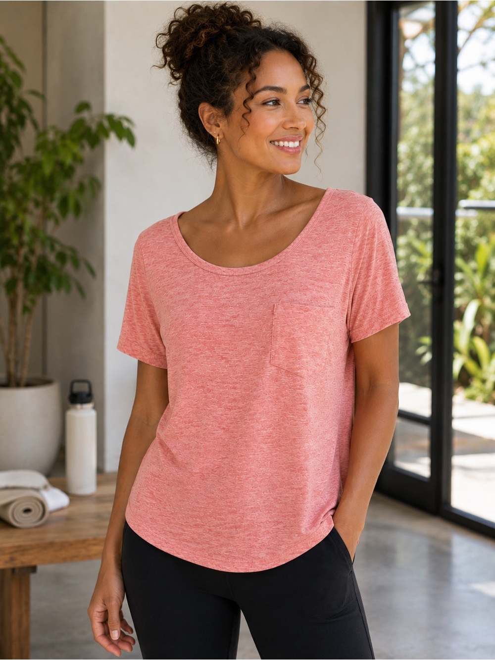 IRO Dusty Rose Heathered Pocket Tee